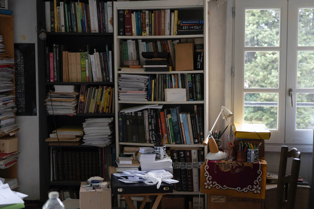 Pièce d'une maison avec bibliothèque