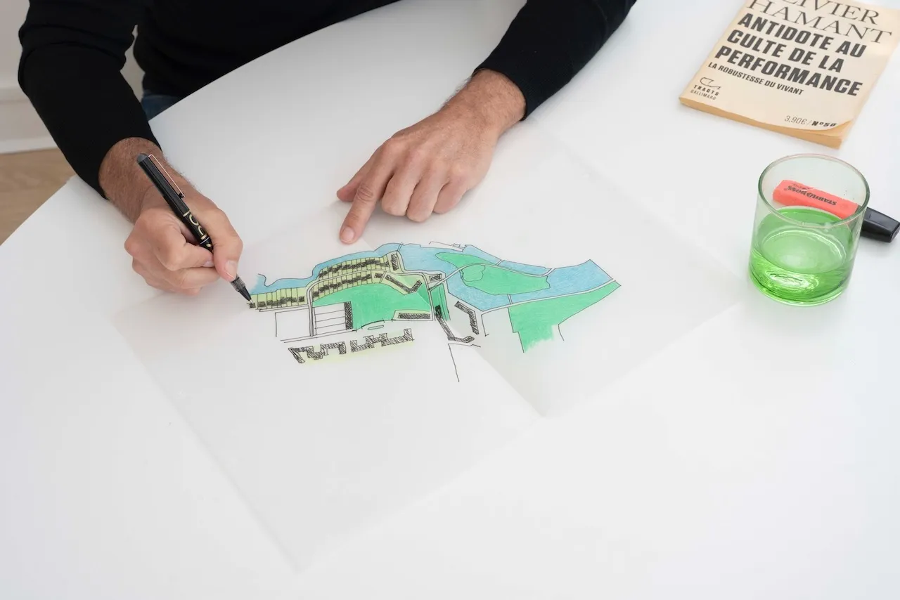 Esquisse un projet d'aménagement urbain.