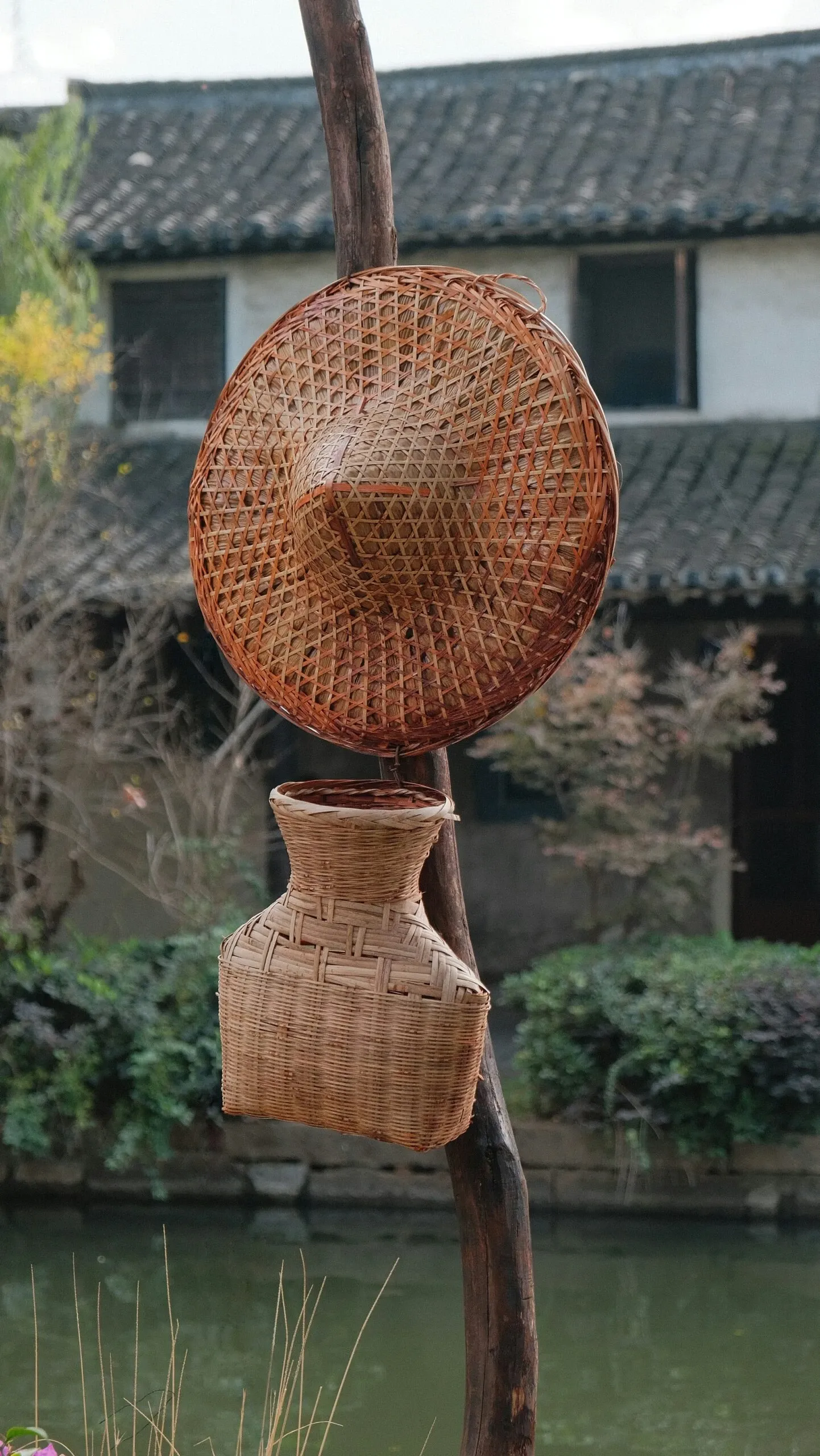 Chapeau en osier artisanat Chinois